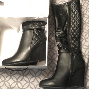 Black Wedge Boots